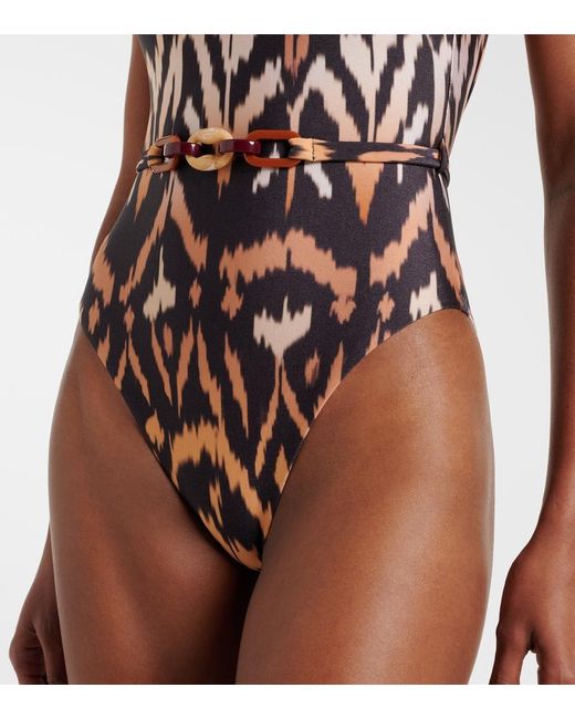 Zimmermann Brown Aster Scoop Printed Swimsuit