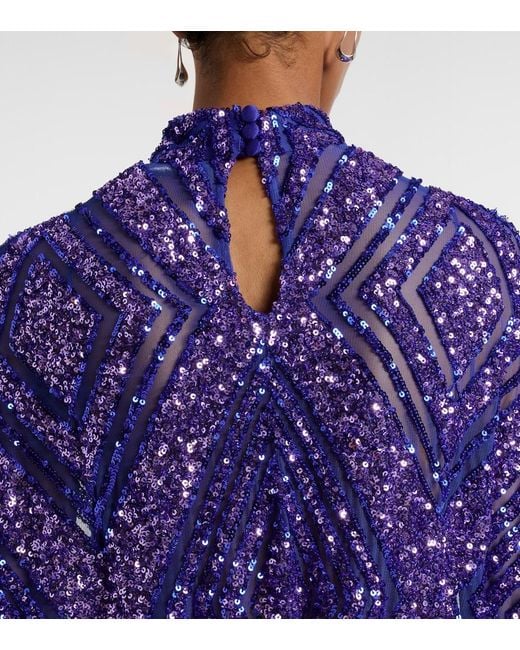 ‎Taller Marmo Purple Casta Diva Follies Sequined Tulle Kaftan