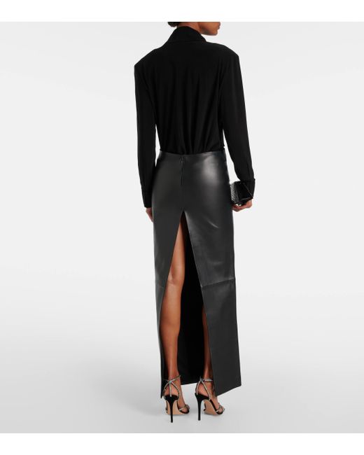 Monot Black Low-rise Leather Maxi Skirt