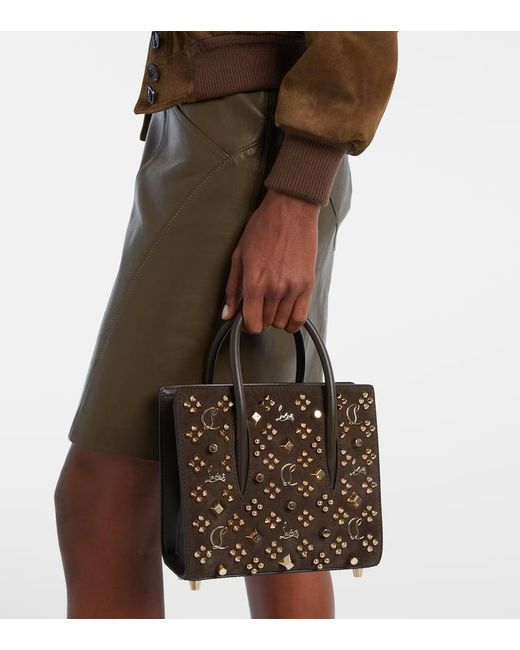 Christian Louboutin Brown Paloma Small Embellished Suede Tote Bag