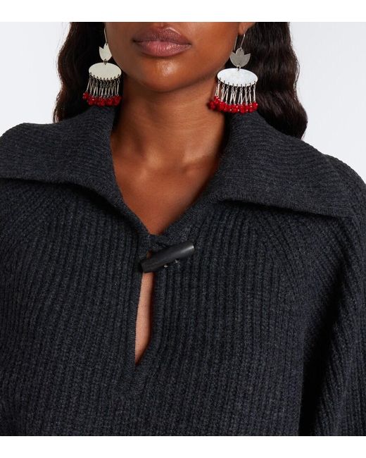Isabel Marant Black Miranda Wool And Cashmere Polo Sweater