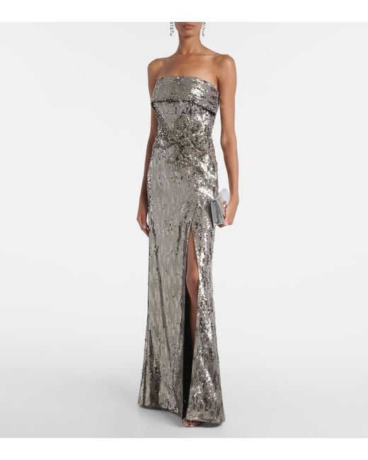 Elie Saab Gray Robe Mit Pailletten