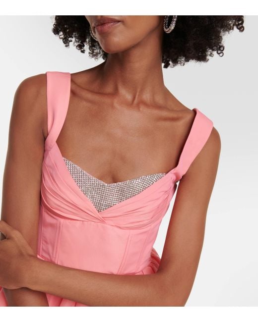 Rebecca Vallance Pink Brydie Crystal-embellished Taffeta Minidress