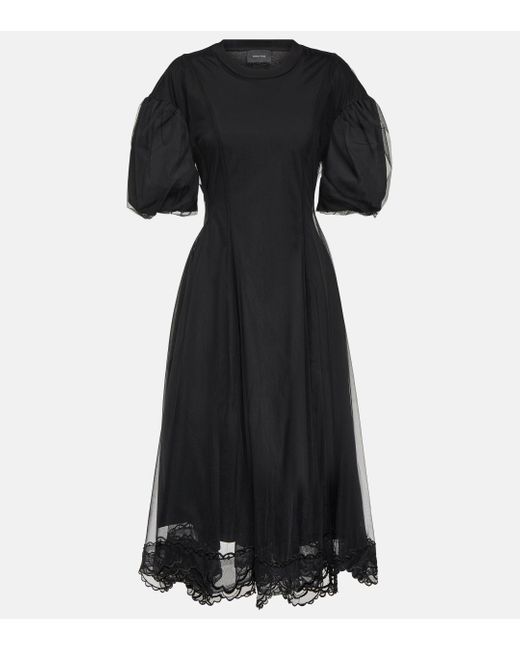 Simone Rocha Black Cotton Midi Dress