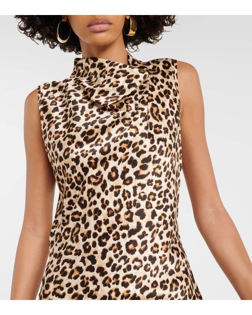 Veronica Beard Natural Kura Leopard-print Silk-blend Maxi Dress