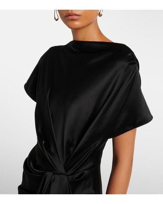 Roksanda Black Zoa Draped Satin Midi Dress