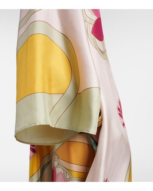 LaDoubleJ White Magnifico Floral Silk Twill Maxi Dres