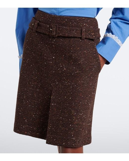ShuShu/Tong Brown Belted Wool-Blend Miniskirt