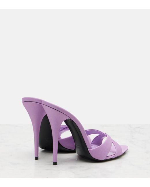 Saint Laurent Purple Kirat Crepe Satin Mules
