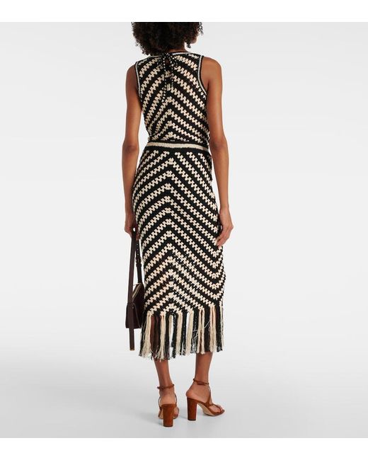 Zimmermann Black Crocheted Skirt With Fringes