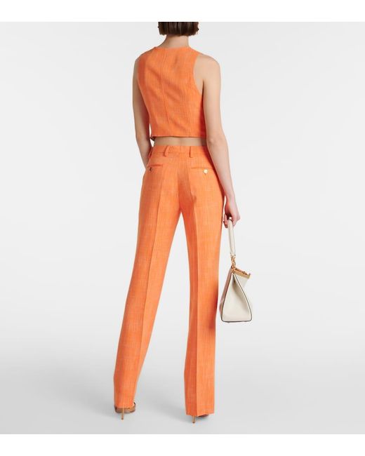 Etro Orange High-rise Straight Pants