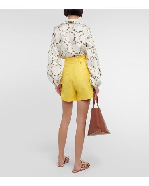 Gabriela Hearst Yellow Claudio Wool, Silk, And Linen Shorts