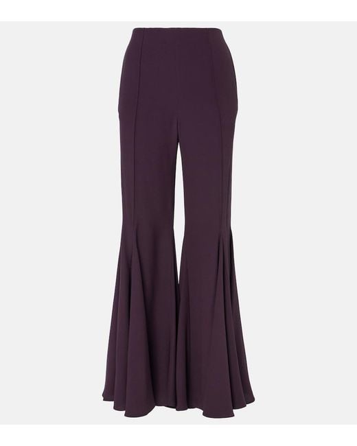 Chloé Purple Cropped Crepe Satin Flared Pants