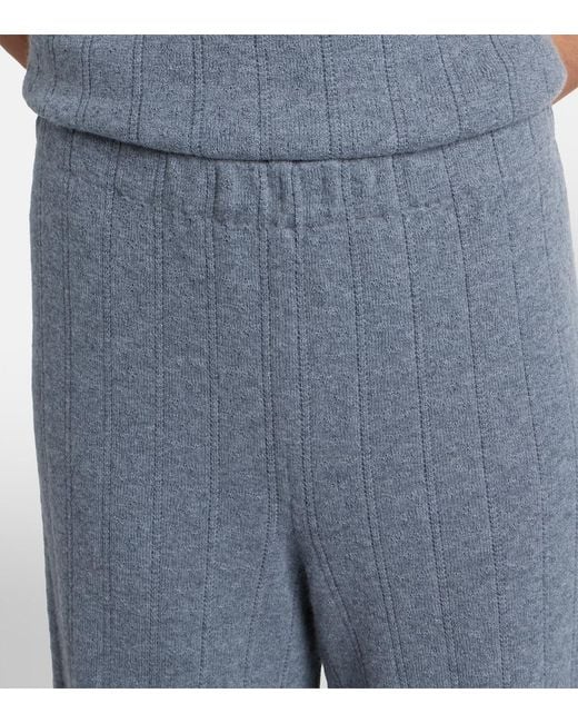 Lisa Yang Gray Shannen Cotton And Cashmere Wide-Leg Pants