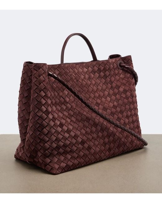 Bottega Veneta Red Andiamo Large Suede Tote Bag