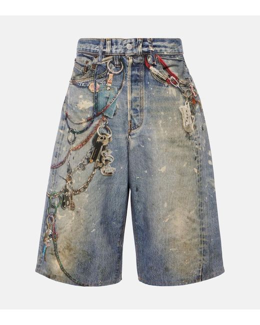 Acne Blue Bedruckte Jeansshorts Judda