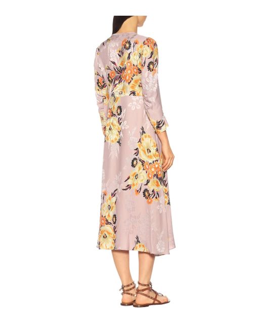 Etro Floral Silk-blend Midi Dress - Lyst