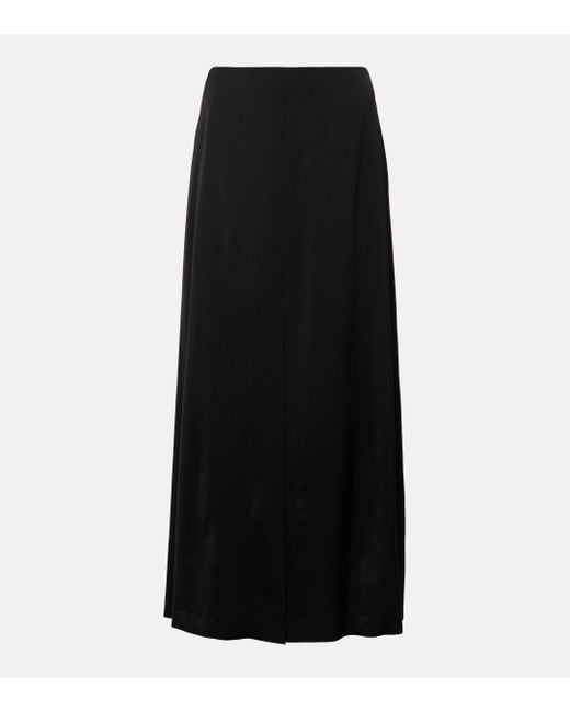 Dries Van Noten Black Satin Crepe Maxi Skirt