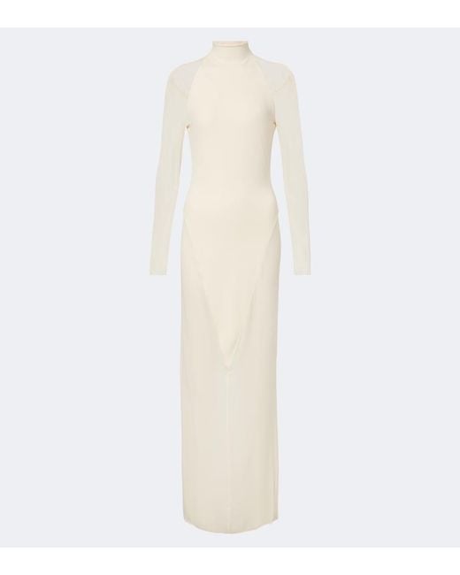 Alaïa White Semi-Sheer Jersey Maxi Dress