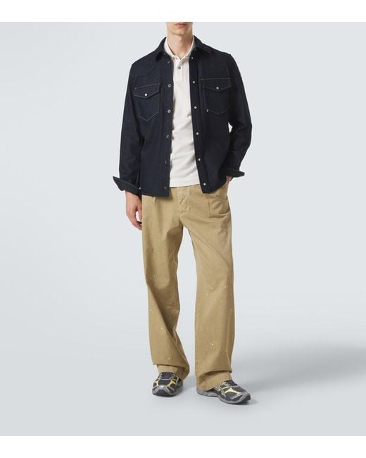 Moncler White Leather-Trimmed Cotton Pique Polo Shirt for men