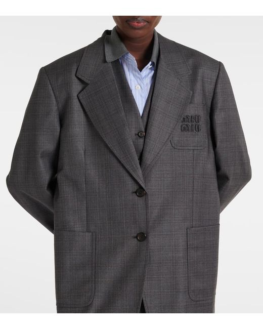 Miu Miu Gray Blazer Aus Schurwolle