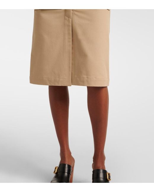 Chloé Natural Cotton Gabardine Safari Midi Skirt
