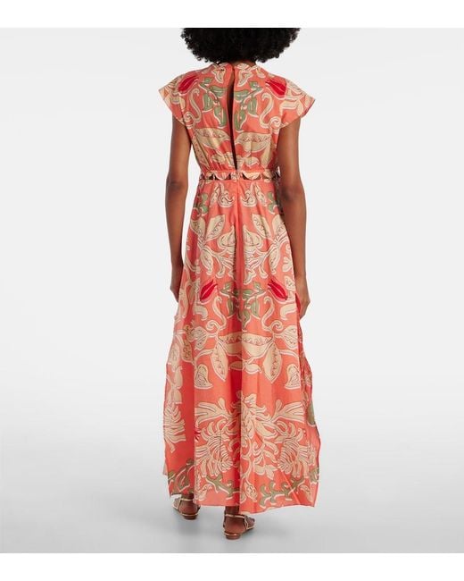 Poupette Orange Noreen Printed Cotton Maxi Dress