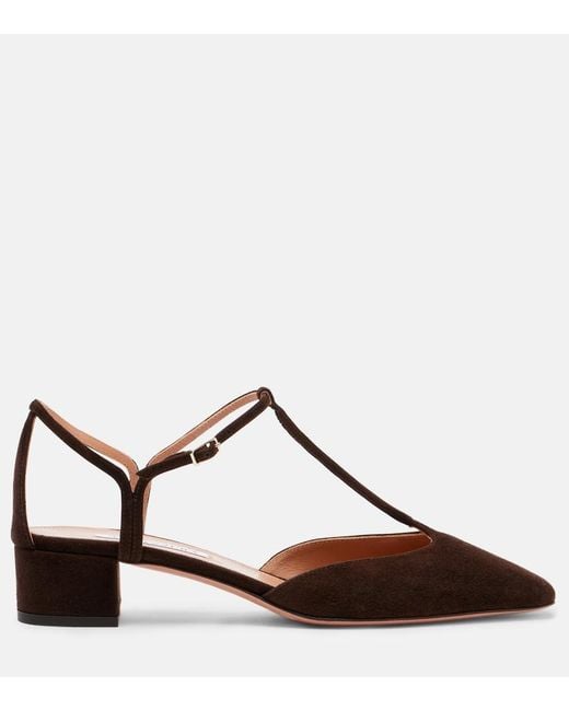 Aquazzura Brown Sorbonne 35 Suede Pumps