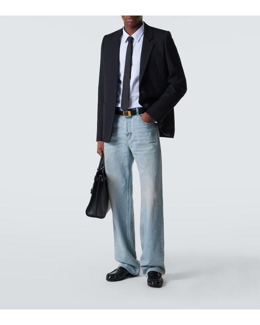 Saint Laurent White Striped Cotton Shirt for men