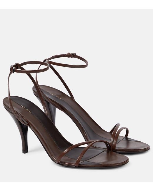 The Row Metallic Cleo Leather Sandals