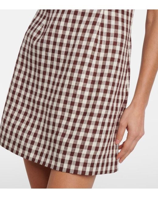 Posse White Sadie Gingham Linen Minidress