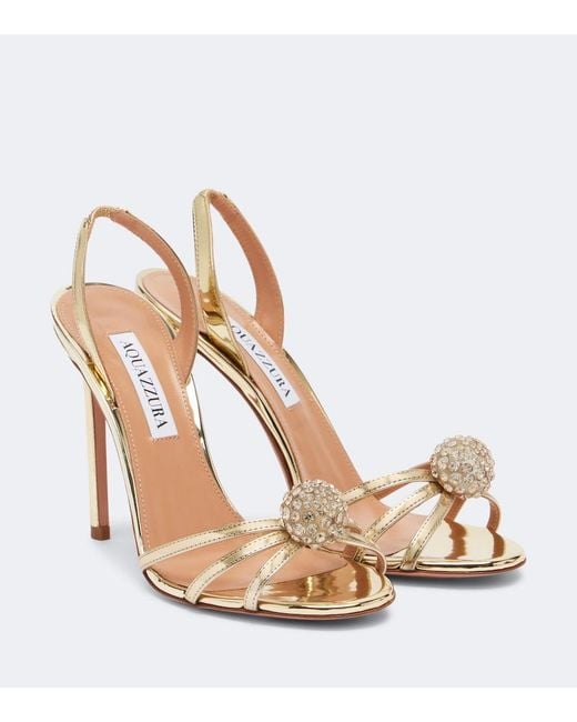 Aquazzura Metallic Crystal Bubble Slingback Sandals