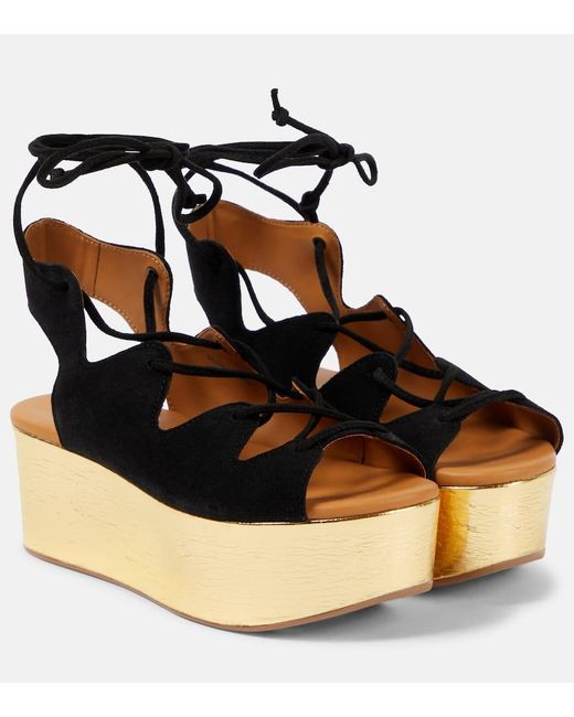 See By Chloé Black Liana 70 Suede Platform Sandals