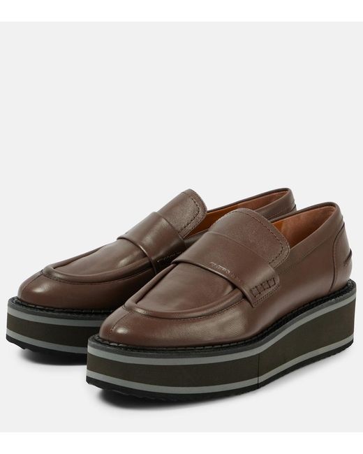 Robert Clergerie Brown Bahati Leather Platform Loafers