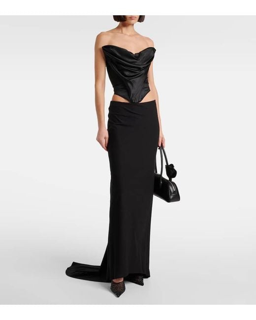 Magda Butrym Black Draped Silk-Blend Satin Corset