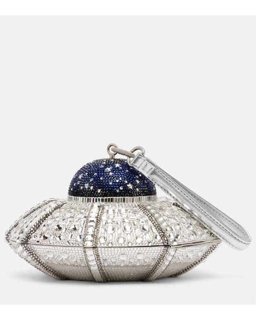 Judith Leiber White Ufo Crystal-Embellished Clutch