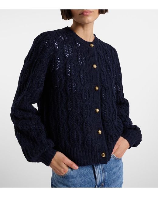 FRAME Blue Caped Wool-Blend Cardigan