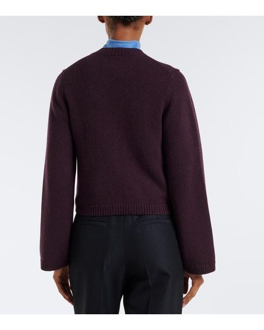 Jardin Des Orangers Purple Virgin Wool And Cashmere Cardigan