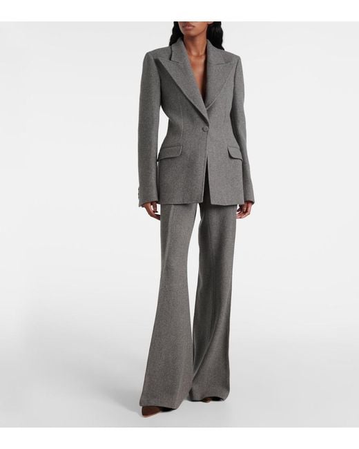 Gabriela Hearst Gray Rhein High-Rise Wool And Cashmere Flared Pants