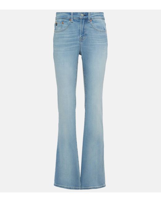 AG Jeans Blue Embroidered Flared Jeans