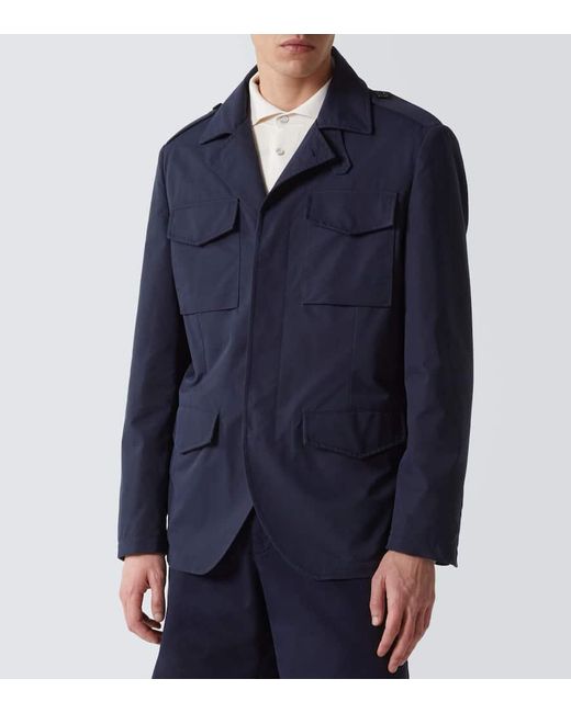Brunello Cucinelli Blue Cotton-Blend Field Jacket for men