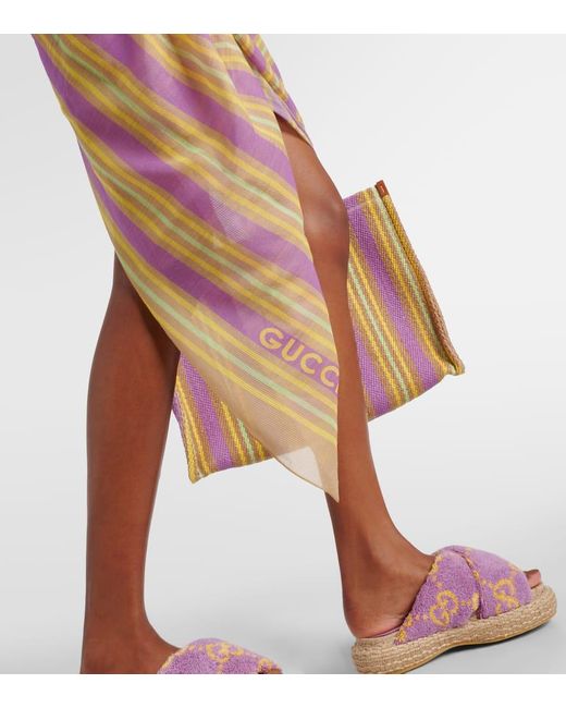 Foulard in seta e cotone a righe di Gucci in Multicolor