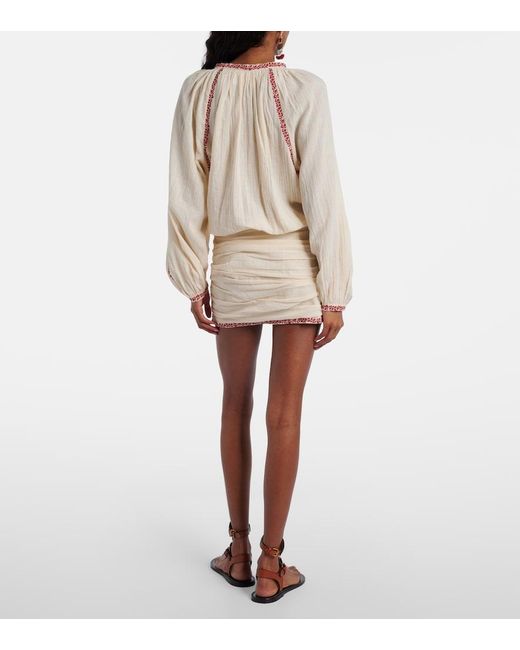 Isabel Marant Natural Ludy Embroidered Cotton Minidress