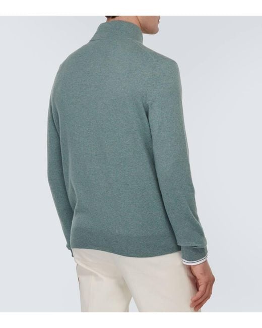 Pullover in cashmere con zip di Loro Piana in Green da Uomo