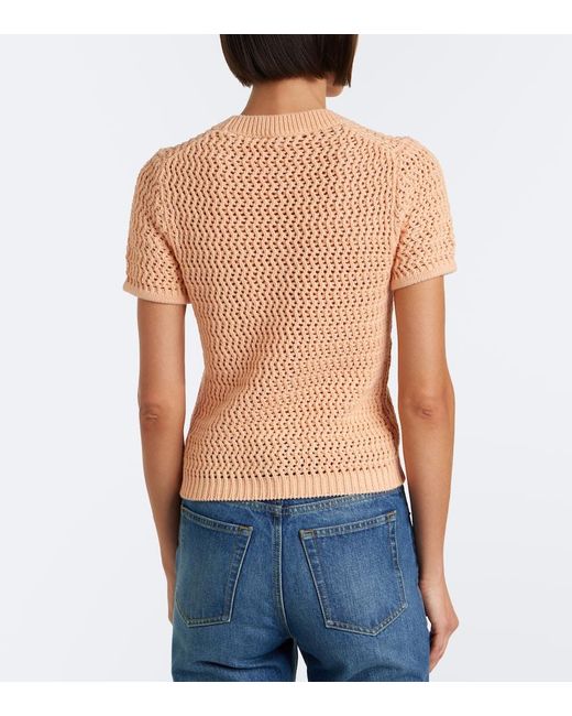 Chloé Natural Logo Crochet Cotton Top