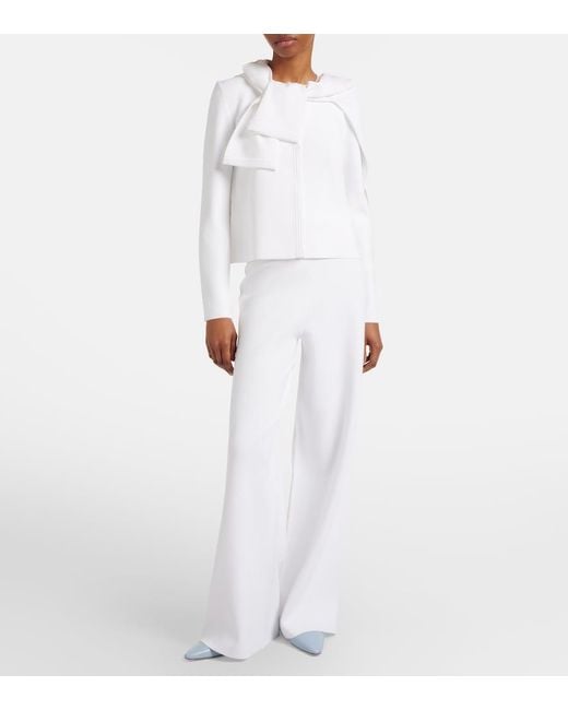 Max Mara White Fingere Wide-Leg Pants