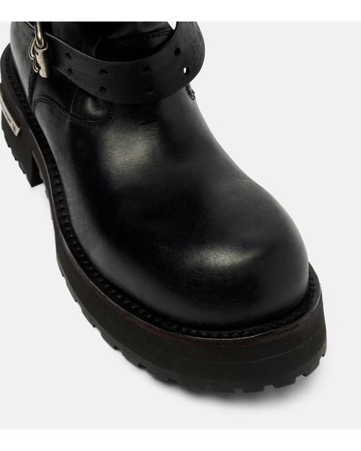 Balenciaga Black Venom Leather Combat Boots