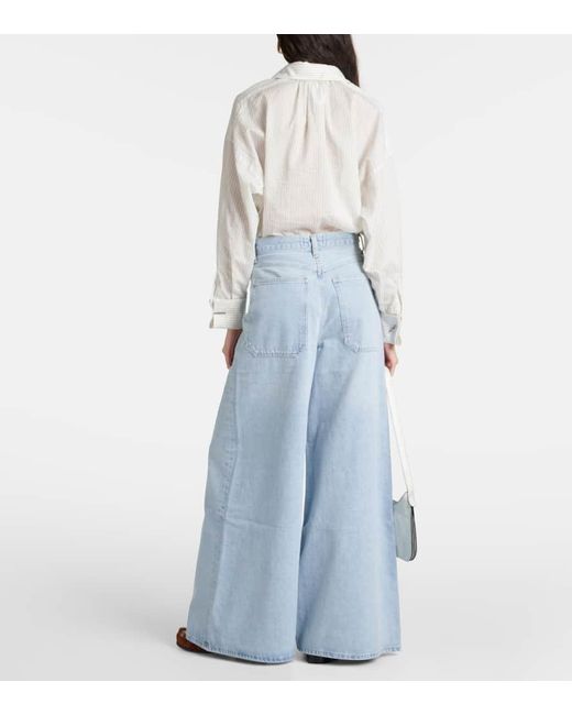 Agolde Blue Mid-Rise Wide-Leg Jeans Nolan