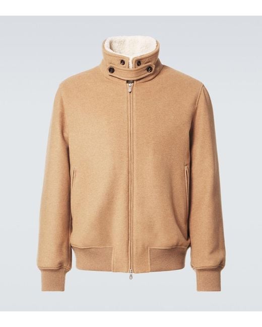 Brunello Cucinelli Brown Padded Shearling-Trimmed Cashmere Blouson for men
