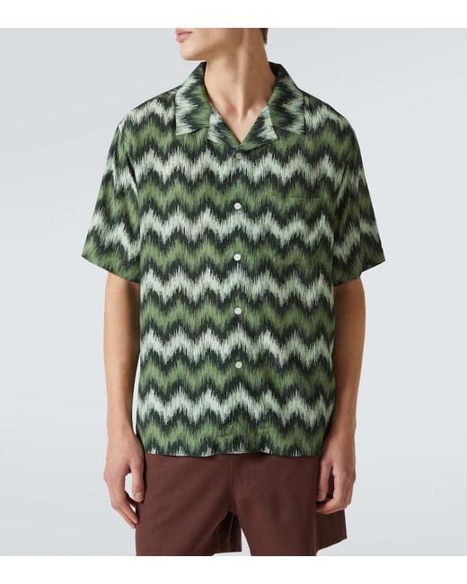Missoni Green Zig Zag Bowling Shirt for men